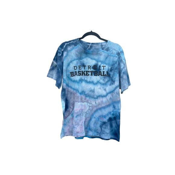 Tie Dye "Detroit Basketball" Graphic T Shirt | Men’s Shirt | Geode Tie - Ice Dye - Picture 1 of 2